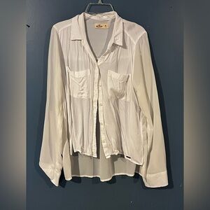 Hollister Women's Cream Button-Down Shirt